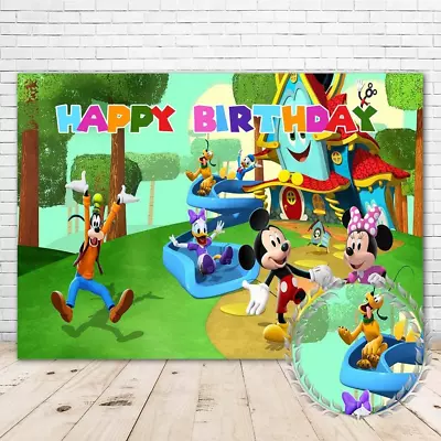 Mickey Mouse Funhouse Birthday Party Supplies Banner 7X5Ft Happy Birthday Mickey • $33.99