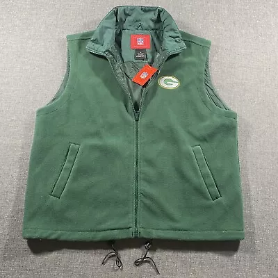 NWT Green Bay Packers Fleece Full-Zip Vest Mens Size Medium Green NFL Stretch • $23.99