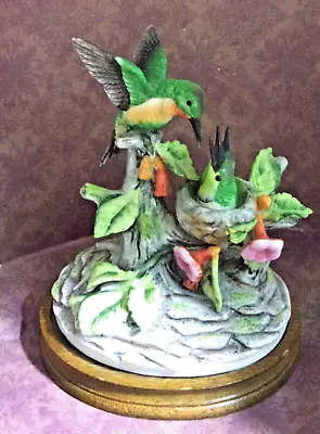 Vtg Royal Crown J Byron Hummingbird Figurine Mom Feeding Babies Porcelain Wood • $53