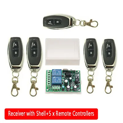 2 CH Garage Door Remote Control Switch Relay Wireless Transmitter + Receiver Kit • £24.99