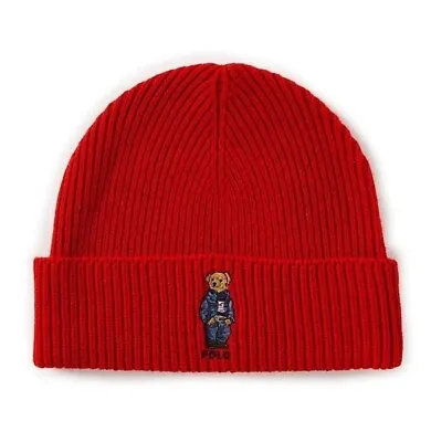 BNWT POLO RALPH LAUREN Polo Bear Rib Knit Beanie Hat Red • £42