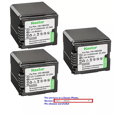 Kastar Replacement Battery For Panasonic VW-VBG260 PV-GS80 PV-GS83 Camcorder • $16.99