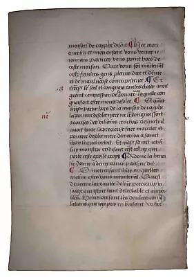 MEDIEVAL ILLUMINATED MANUSCRIPT LEAF ON VELLUM 15th CENTURY C.1400-1499 • $519.75