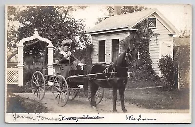 RPPC Wenham MA Lovely Women On Horse Drawn Carriage Jennie Forness Postcard I24 • $19.95