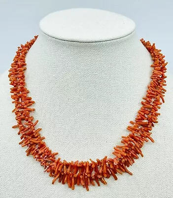 Vintage 1930s Art Deco Double Strand Natural Sea CORAL NECKLACE 17” For Parts • $85