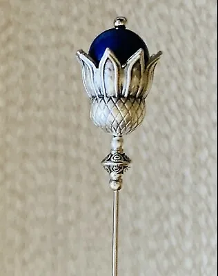 £7.99 • Buy Beautiful Lapis Lazuli Antique Silver 5” Long Hat Pin & End Protector  💙💙