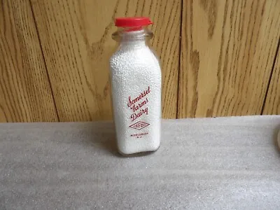 Vintage Somerset Farms Dairy Red Paint Pint Milk Bottle Middlebush NJ Excellent • $18.95