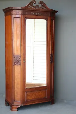 $3350 • Buy Antique Georgian Chippendale Mahogany Mirror Door Armoire Wardrobe Carved 1870’s