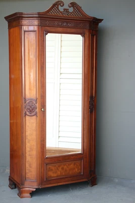 $3350 • Buy Antique Georgian Chippendale Mahogany Mirror Door Armoire Wardrobe Carved 1870’s