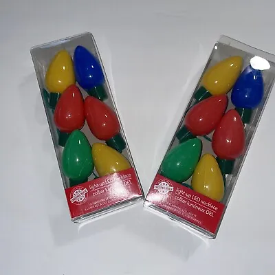 2 Packs Christmas LED Light Up Necklace Jewelry Xmas Bulb Gift Battery Included • $8.97