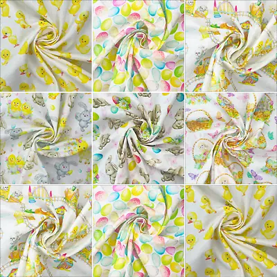 100%  Pure Cotton Easter Patterns Bunnies Ducks Eggs Sold Per Metre 150cm Wide • £3.99