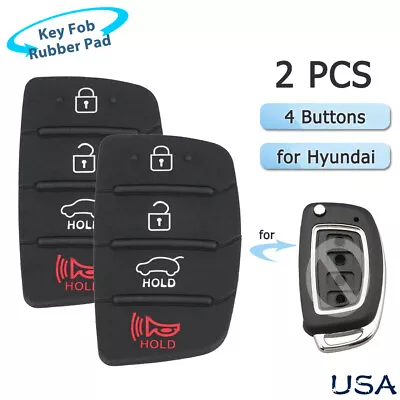 2 For Hyundai Remote Key Shell Case Cover 4 Button Rubber Pad Black Replacement • $7.55