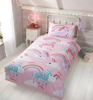 My Little Unicorn Childrens Reversible Duvet Quilt Cover Bedding Set • £12.55