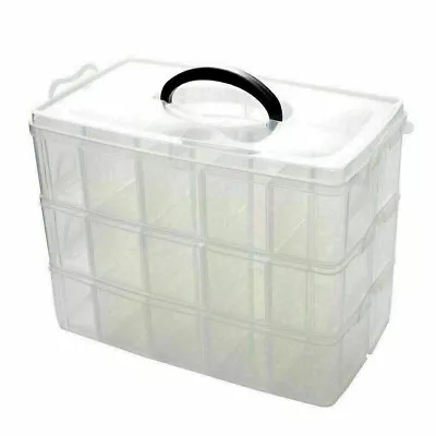 3 Tier Adjustable Bead Craft Jewellery Storage Organiser With 30 Compartment • £8.99