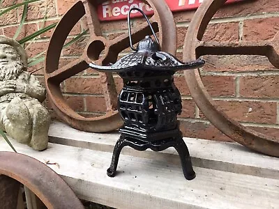 Vintage 10  Black  Chinese Cast Iron Pagoda Garden Patio Tea Light Candle Lamp  • £54.99