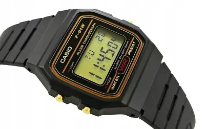 Casio F91WG-9 Men's Retro Black Band Gold Face Alarm Chronograph Digital Watch • $19.99