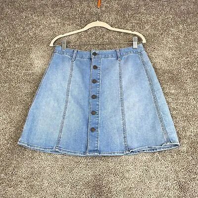 Mossimo Supply Co. A-Line Denim Skirt Women's 10 Blue Button Up Cotton Blend • $14.95