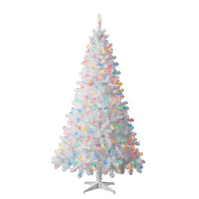 6.5 Ft Pre-Lit Madison Pine White Artificial Christmas Tree Incandescent Lights • $20