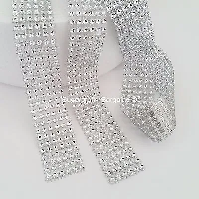 £1.35 • Buy 6 ROW SILVER Diamante Bling Sparkling Diamond Effect Cake Craft Ribbon 