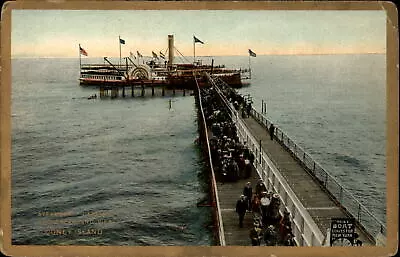 Steamboat Cape May Dreamland Pier Coney Island New York ~ C1910 Gold Border • $2.23