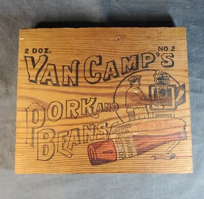 Vintage Van Camp's Pork And Beans Wood Sign EUC 10.5 X 9  • $17.34