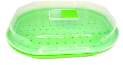 Miracle Ware By Progressive Fish & Vegetable Microwave Steamer Green U.S.A. • $19.99