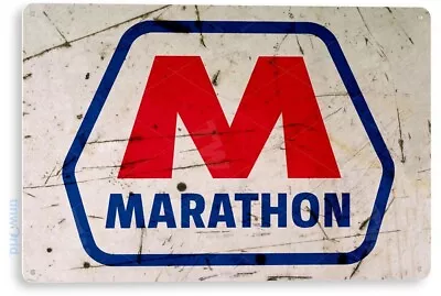 Marathon Gas Sign Oil Gas Station Garage Auto Shop Retro Tin Sign B175 • $10.25