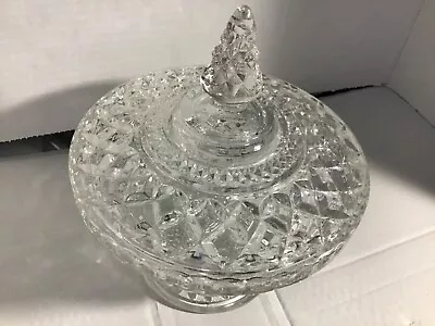 Vtg Pressed Glass Pedestal Serving Dish With Lid Home Accents Decor Dining Women • $19