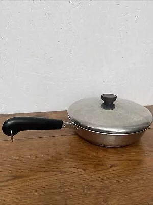 Vintage MCM 9 Inch Revere Ware Skillet With Lid And Stainless Steel Disc Bottom • $8