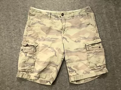 American Eagle Cargo Shorts Mens Size 36 Green Camouflage Camo Long Board Hiking • $18.99