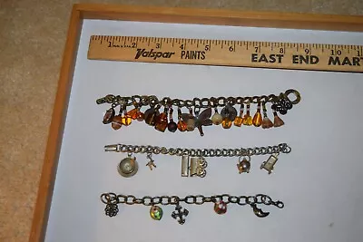 Vintage-now Lot Of 3 Cloisonné Glass Stone Metal Plastic Chain Charm Bracelets • $12