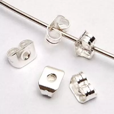 50pcs Silver Plated Butterfly Earring Ear Stud Back Stopper Fastener 3x5mm • £5.41