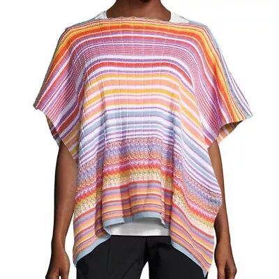 New With Tags Missoni Women's Striped Knit Poncho Pink/Blue Open Sides O/S • $95