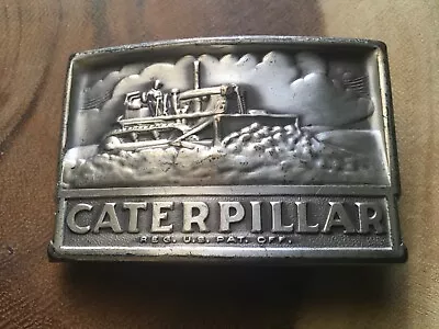 Vintage Solid Brass Nickel Plated 1970 CATERPILLAR Belt Buckle CAT • $9.99