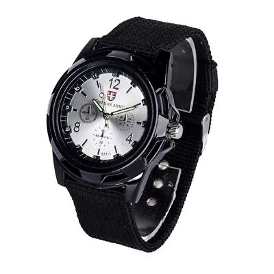 £4.99 • Buy Swiss Men's Slim Sport Watch Wristwatch Military Analog Army Quartz Canvas Strap