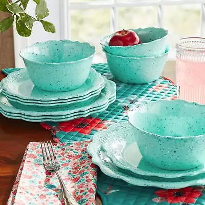 12-Piece Melamine Dinnerware Set Teal • $26.78