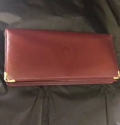 Cartier Burgundy Leather Bifold Long Wallet W/ COA • $140