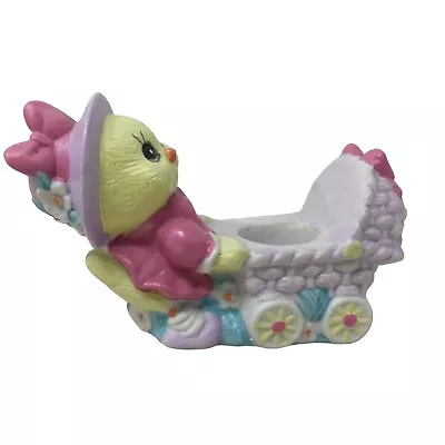 Vintage Collectible Easter Candle Holder Figurine- Chick Pushing Baby Stroller • $48.90