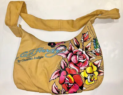 Ed Hardy Christian Audigier Yellow Mustard Floral Handbag Purse. Super Cute! • $25