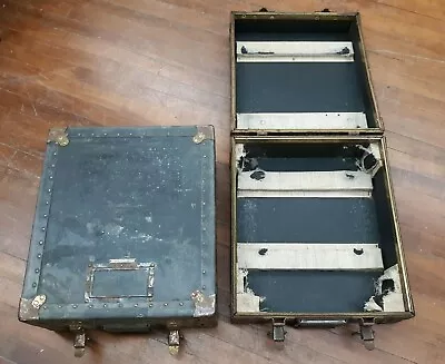 Vintage Pair Heavy Duty CONTINENTAL TRUNKS Suitcases Band Gear Or Turntable Case • $104.97
