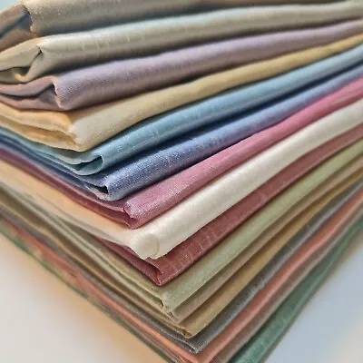 Plain Raw Silk Faux Dupion 100% Polyester Upholstery Fabric Bridal Material 44   • £2.99