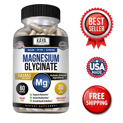 Magnesium Glycinate 183 MG Chelated RLS Improved Sleep Stress & Anxiety Relief • $9.98