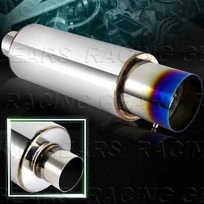 4  Burnt Tip 2.5  Inlet T304 Stainless Steel Weld-On Exhaust Muffler Universal 4 • $35.95