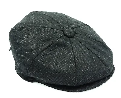 Epoch Hats Black Herringbone Newsboy Cap | 100% Wool | Padded Liner | Stylish • $19.99