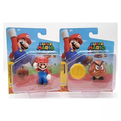 Jakks Super Mario Raccoon W/Super Leaf 2.5  & GOOMBA Figure New LOT Tanooki • $18