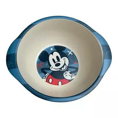 Vintage Disney Mickey Mouse Baby Cereal Bowl Off White And Blue Melamine • $9