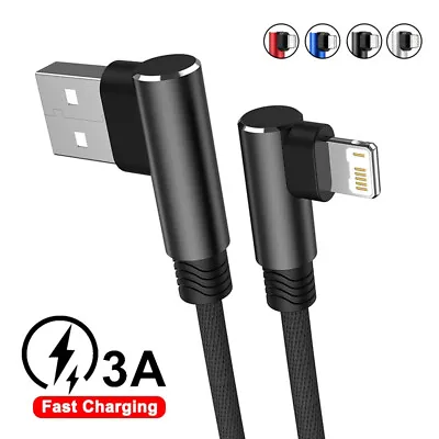 90 Degree Elbow USB Cable For IPhone IPad Fast Charger Charging Data Sync Lead • £3.82