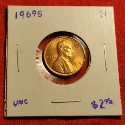 $2.95 • Buy 1969 S Lincoln Memorial Penny Brilliant Uncirculated Mint Choice Cent