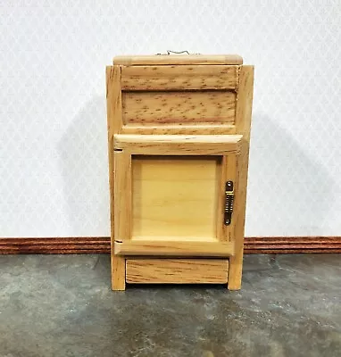 Dollhouse Ice Box Fridge Light Oak Finish 1:12 Scale Miniature Wood Kitchen • $28.99