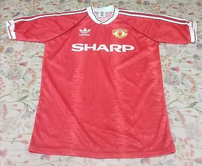 Vintage Manchester United 1990/92 Adidas Size M (38-40) Home Football Shirt Red  • £10.50